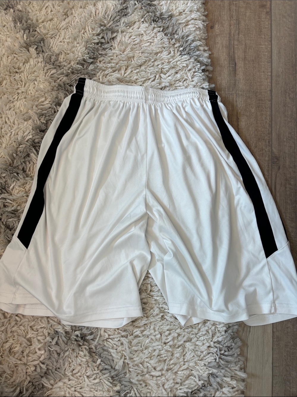 Men's White Athletic Shorts with Black Side Stripe